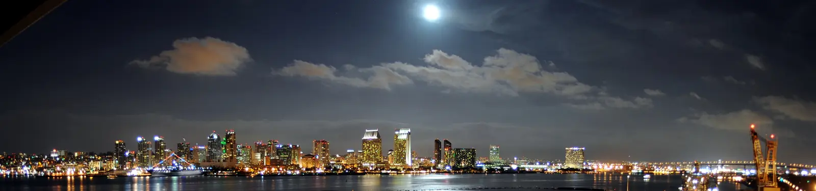 Panorama över San Diegos skyline och Coronado Bridge